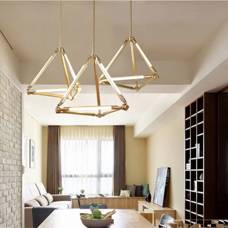 

6/9 Heads Nordic Concise Geometry Led Pendant Light Creative Loft Designer Dining Room Study Hanging Light Fixrtures