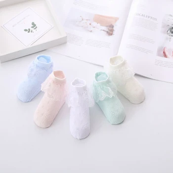 

5 colors 2-12Y Toddler Kids Girls Lace Socks Solid color Breathable mesh sock