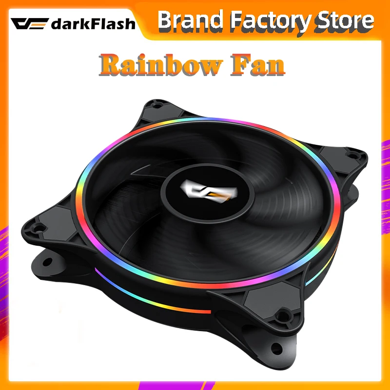 DarkFlash D1 120 мм компьютер чехол светодиодный вентилятор Моток двойной halo Радуга 12 см