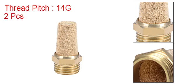 2pcs 1or2PT Uxcell 3 спеченный Бронзовый глушитель с латунным корпусом для снижения динамического шума пневматических компонентов или устройства выхлопа - Цвет: 2pcs 1or2PT