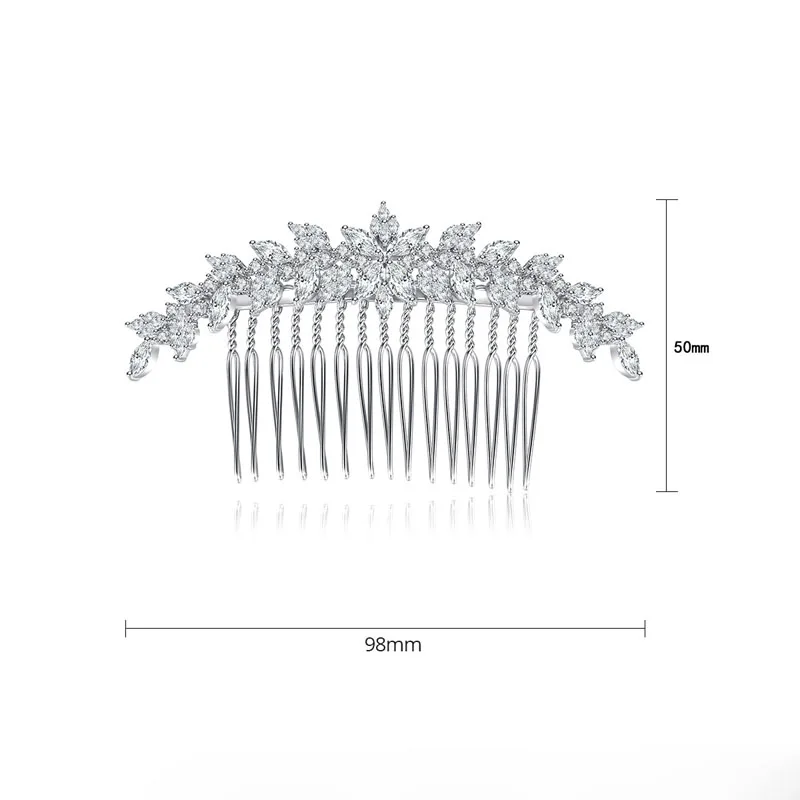 Floralbride Crystal Rhinestone Copper Alloy Bridal Hair Comb Wedding CZ Cubic Zirconia Hair Accessorie Bridesmaids Women Jewelry