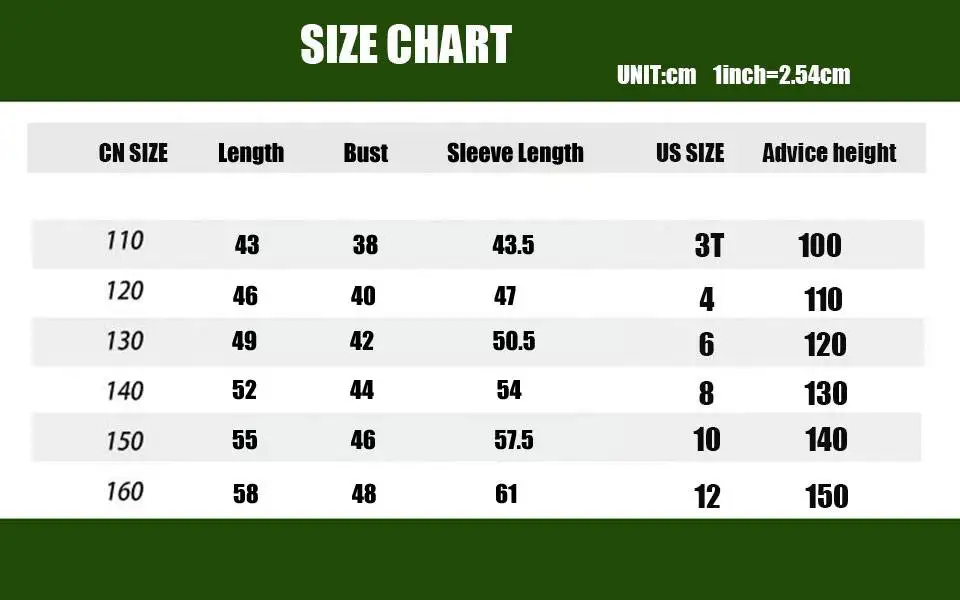 110-16尺码偏小上衣袖长胸围推荐身高3T-12