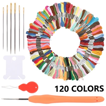 

120pcs Mix Colors Cotton Sewing Skeins Cross Stitch Embroidery Thread Floss Kit DIY Sewing Tools