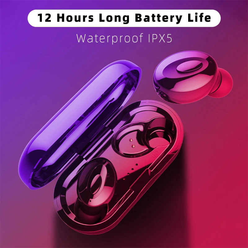 CHAURE true wireless Bluetooth Earphone stereo with Mic Sports Headphones in-Ear Earbuds Noise Cancelling Headset and charging