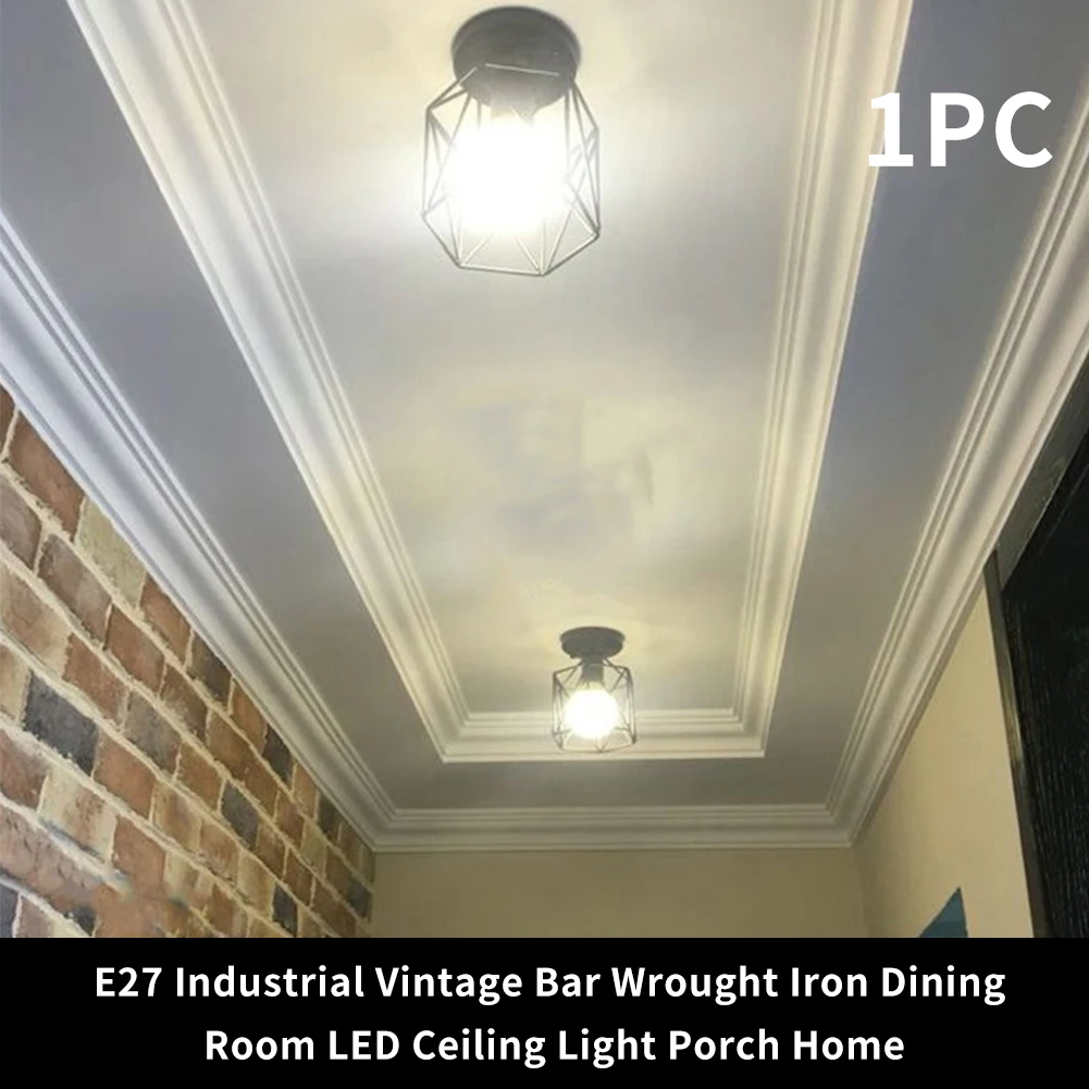 

E27 Socket Shop Porch Hollowed Out Bar Balcony Industrial Vintage LED Ceiling Light Wrought Iron Indoor Pendant Lamp Dining Room