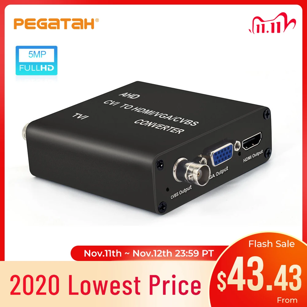 720P 1080P Camera Video Converter  TVI/AHD/CVI to HDMI/CVBS/VGA Converter looping TVI/AHD/CVI output