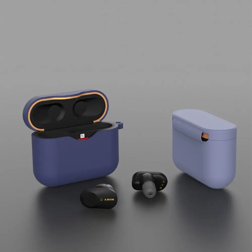 Clamshell Opening Anti-shock Flexible Silicone Comprehensive Protective Case Full Cover for Sony WF-1000XM3 Earphone