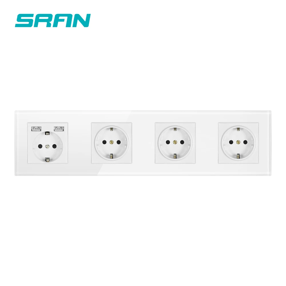 1 usb 3 sockets 344 Настенная 16А ЕС стандартная многоходовая розетка с заземлением электрическая розетка с usb розеткой Кристалл Стекло семейный отель - Тип: 1 usb 3 sockets 344
