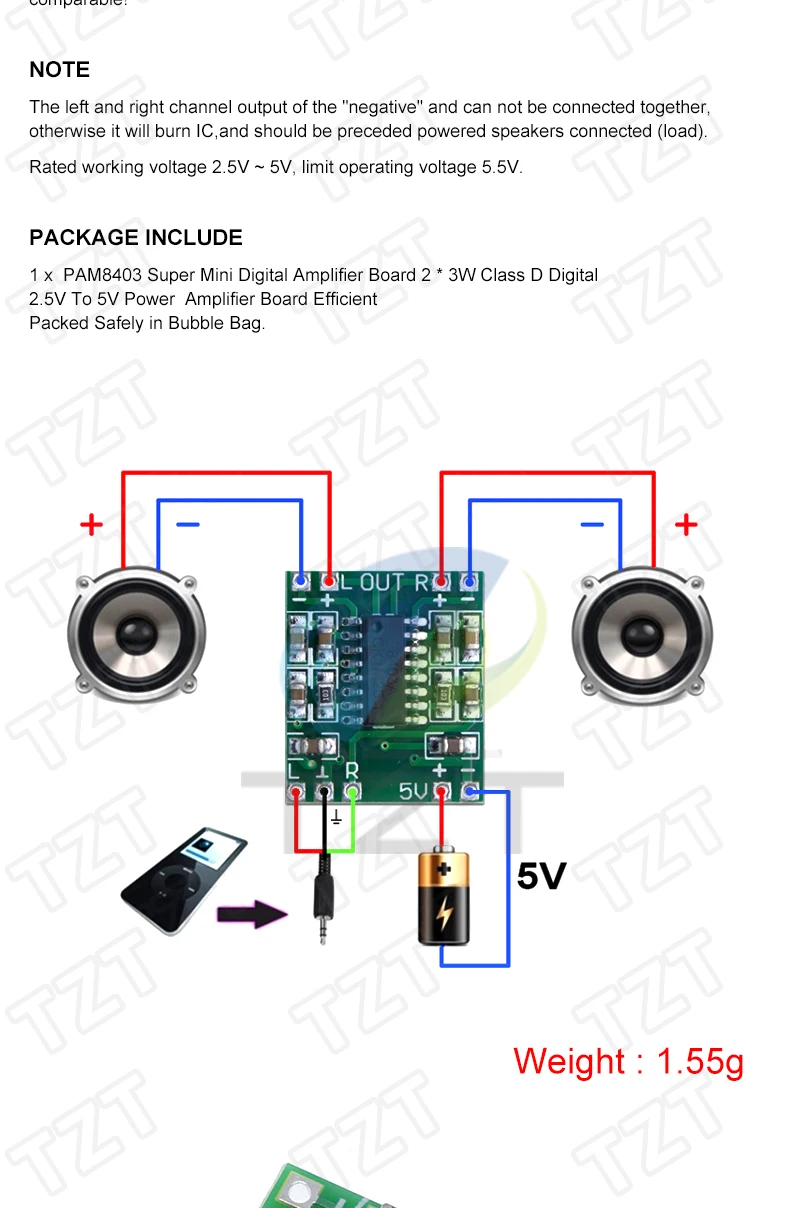 Tzt Pam8403 Mini Digital Amplifier 