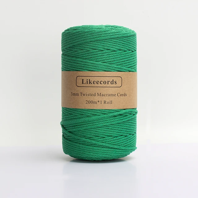 5 Mm Macrame Cord is Perfect for Crochet Baskets, Rugs. Cotton Rope for  Plant Hanger, Twisted Rope for Jewelry Khaki Green Macrame Yarn 