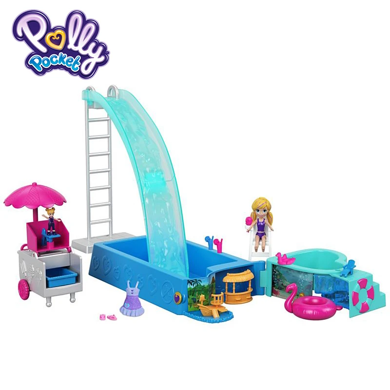Оригинальные Polly Pocket, Новое поступление, куклы для девочек, мини-игрушки, маленький мир, летний праздник, парк, Splashtastic, бассейн, сюрприз, игрушки FTP75