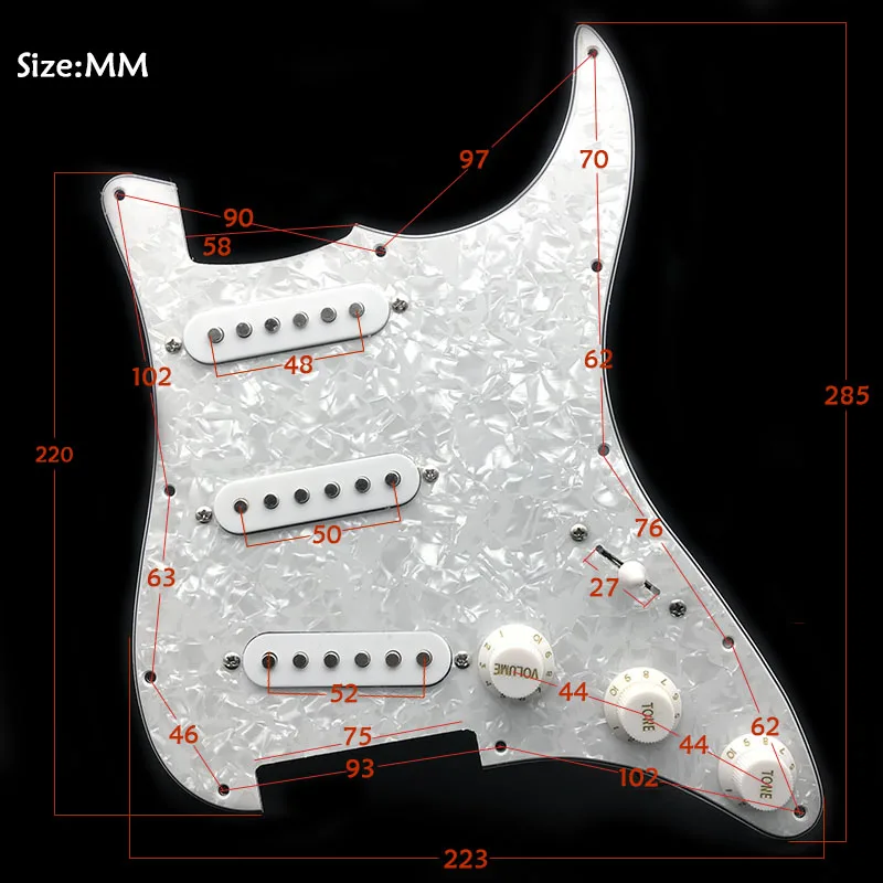 Одиночная катушка Alnico электрогитара Pickguard пикапы AlnicoLoaded Prewired 11 Hole SSS красный/белый жемчуг белая гитара аксессуары