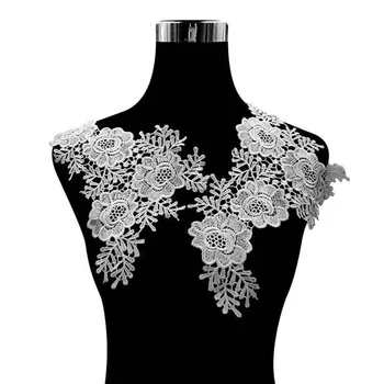 

1 Pair Fabric Flower Floral Lace Sewing Applique Lace Collar Neckline Collar Applique DIY Craft Neckline Sewing Accessories