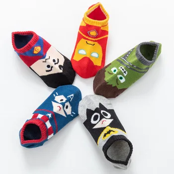 

5 Pairs Baby Boy Socks Cartoon Marvel Iron Man Superman Spiderman Batman Super Hero Kid Girl Cotton Socks Summer Thin Breathable