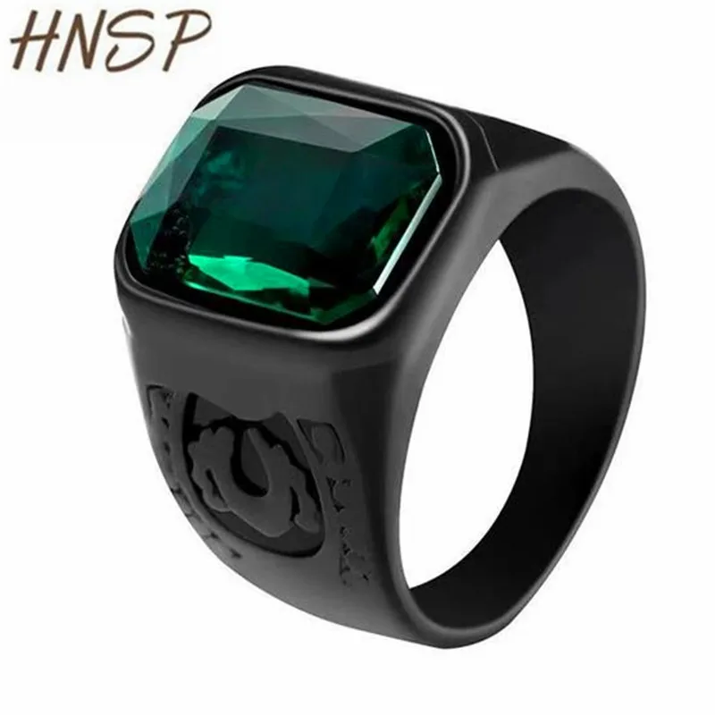 HNSP Винтажное кольцо с черным камнем для мужчин модные мужские ювелирные изделия bague Anel 7-12 US размер Новинка - Цвет основного камня: Green