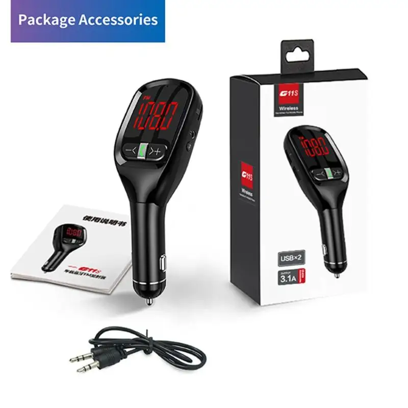 G11S fm-передатчик Hands-free беспроводной Bluetooth MP3-плеер USB зарядное устройство автомобильный комплект встроенный микрофон безопасный автоответчик