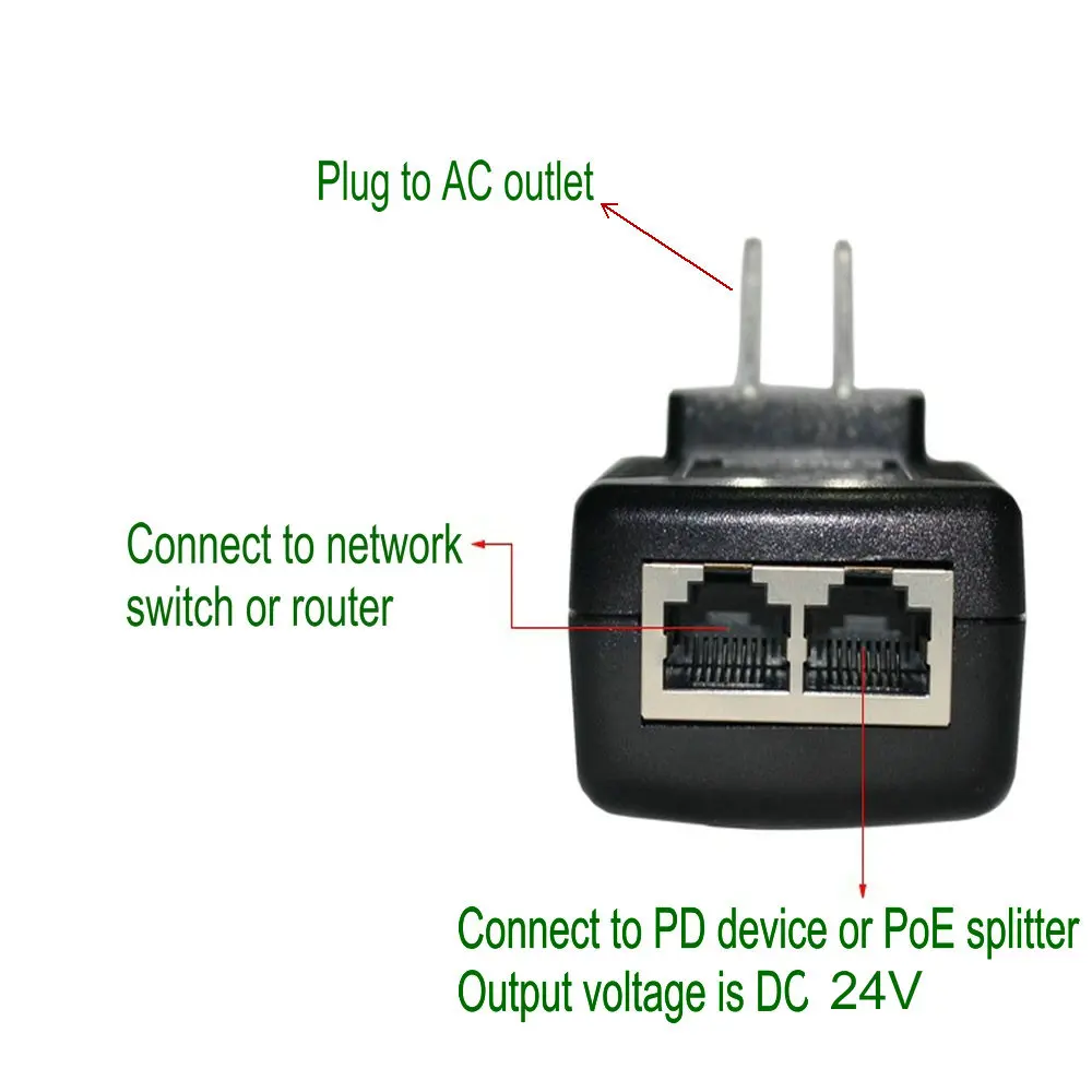 24V 1A Пассивный PoE Питание Инжектор адаптер с настенных розеток стандарта IEEE 802.3af соответствует 10/100 Мбит/с на IP Камера, APand больше