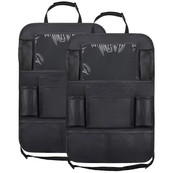 

2 Pcs Vehicle Car Back Seat Protector Organizer Kick Mats with Clear Touch Screen Tablet Holder Multifunction Storage Case Bag
