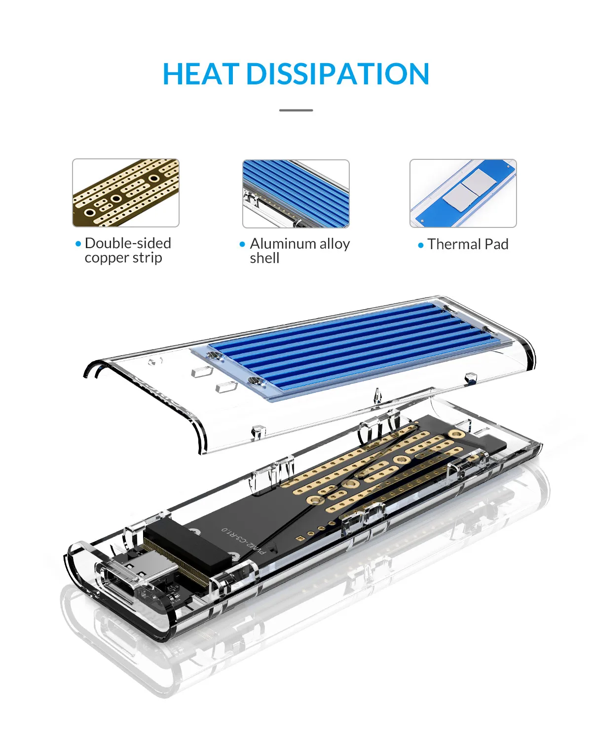 ORICO M.2 для Тип-C SSD корпус NVME прозрачный USB3.1 Gen2 10 Гбит/с Поддержка UASP 2 ТБ для NVME PCIE NGFF SATA м/B Ключ SSD жесткий диск