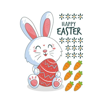 

Easter Graffiti Wall Sticker Happy Cartoon Rabbit Home Decoration Removable DIY Decal for Wall Window Decor Bedroom Living Room