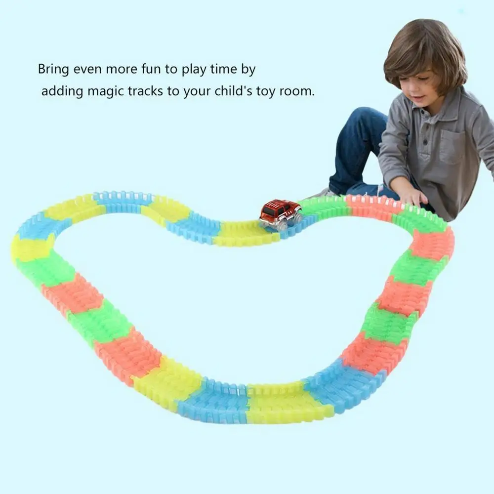 

165 Pieces Of Tracks Glow In The Dark Led Light Up Race Car Bend Flex Wonderful Gift For Kids Children