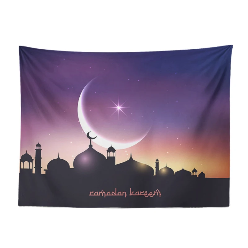 Индивидуальный Eid Al-Fitr гобелен украшенный замок фонарь узор настенный подвесной одеяло Декор Гостиная стена фоновый гобелен