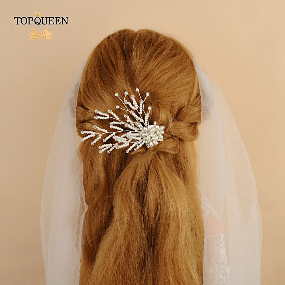 TOPQUEEN HP04 свадебная диадема гребни свадебные головные уборы Свадебные аксессуары для волос свадебный венок головные уборы зажим