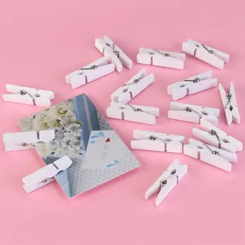 

100pcs/Set Wood Clothespins with Spring 3.5CM*0.7CM Painted Craft Clips for DIY Project (White)