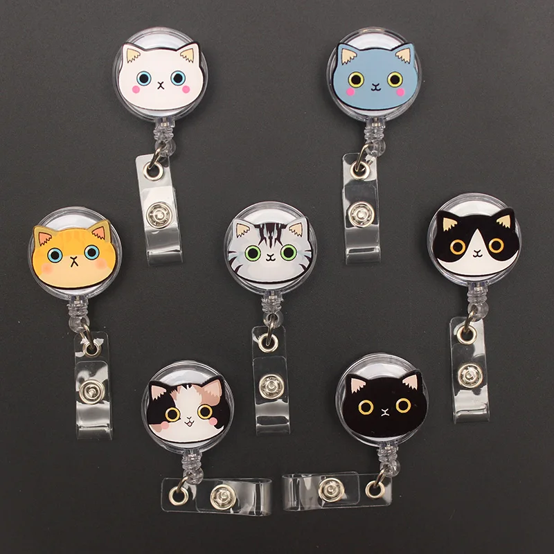 11 Color Cute Cat Style Retractable Badge Reel For Nurse & Doctor