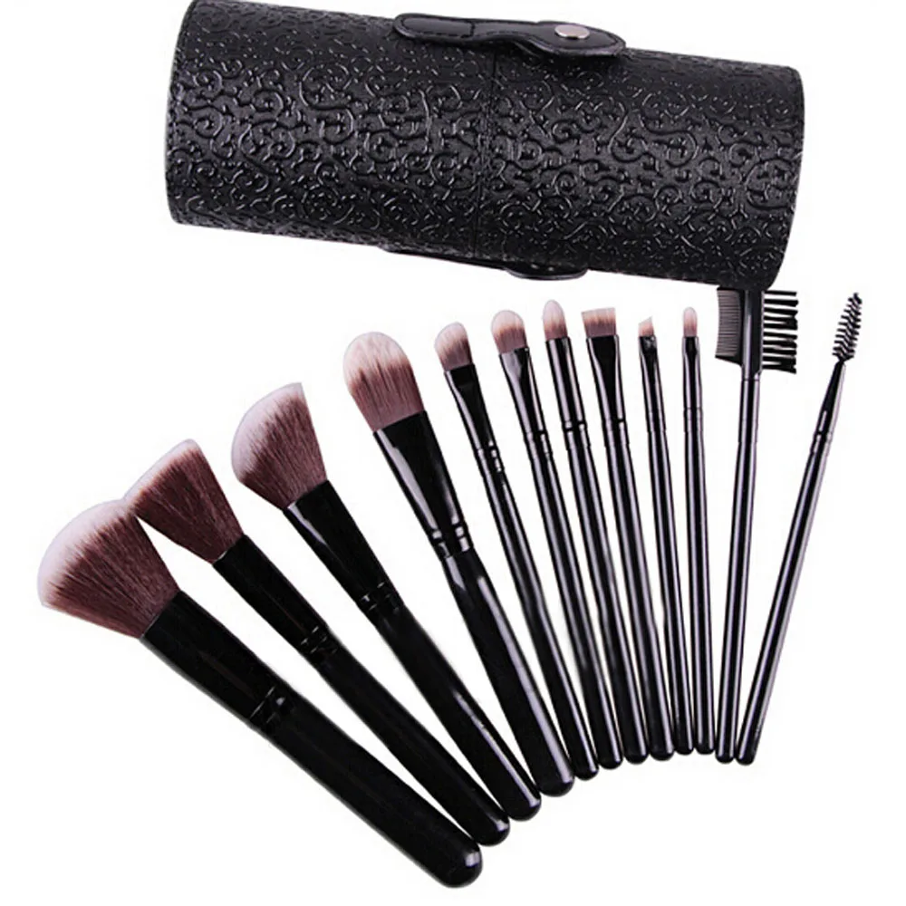 Portable PU Leather Empty Cosmetic Cup Case Travel Makeup Brush Pen Holder Empty Storage Box Organizer Storage Make Up Tools