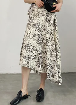 

Women Skirt 2020 Spring and Summer Skirt Women's Irregular Floral Print Midi Skirt