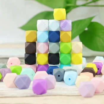 

14mm Icosahedron Colorful Beads Silicone Beads Mommy Handmaking DIY Silicone Beads BPA Free Food Grade Teether Pacifier Chain