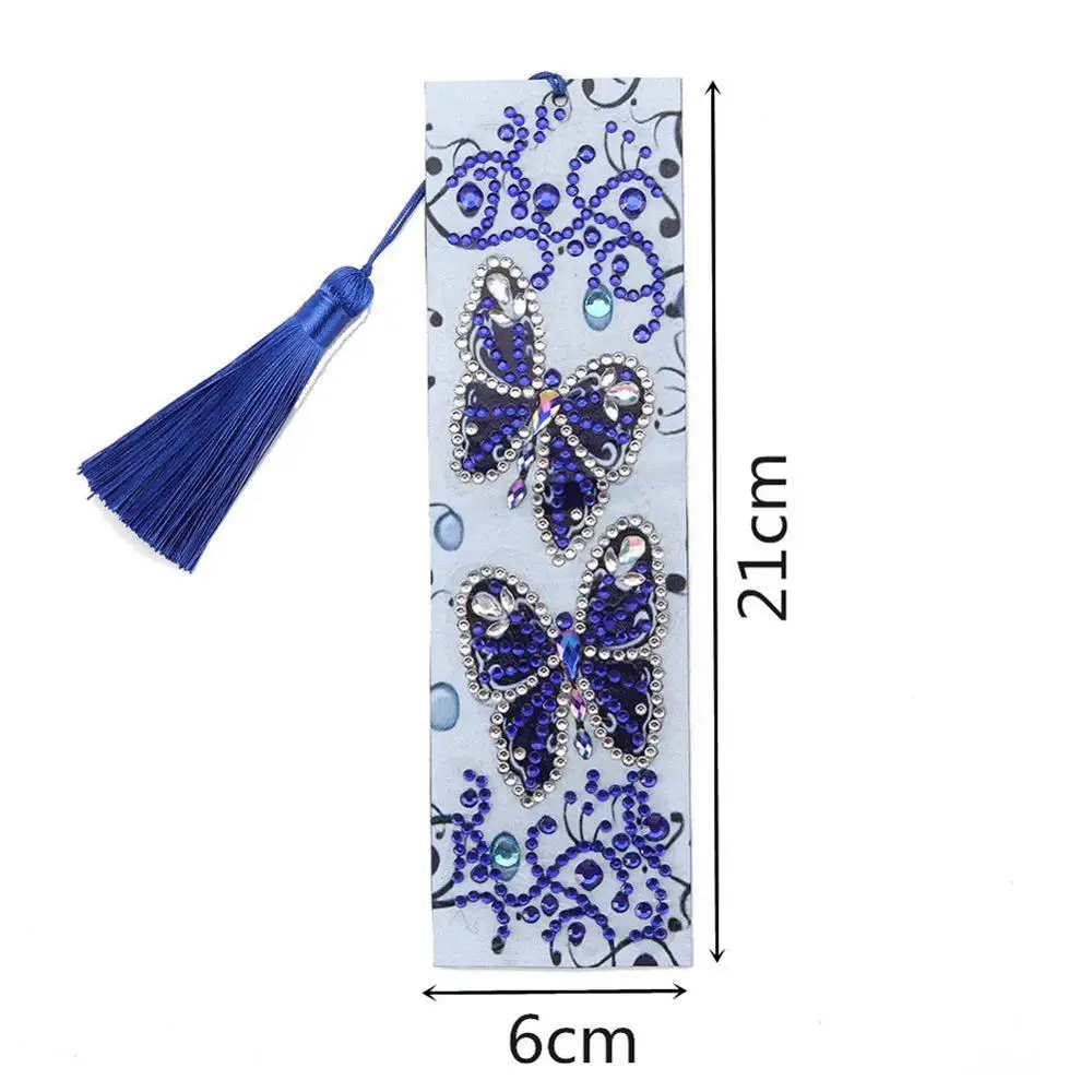 5D DIY Diamond Painting Leather Bookmark Tassel Book Marks Special Shaped Diamond Embroidery DIY Craft - Цвет: L
