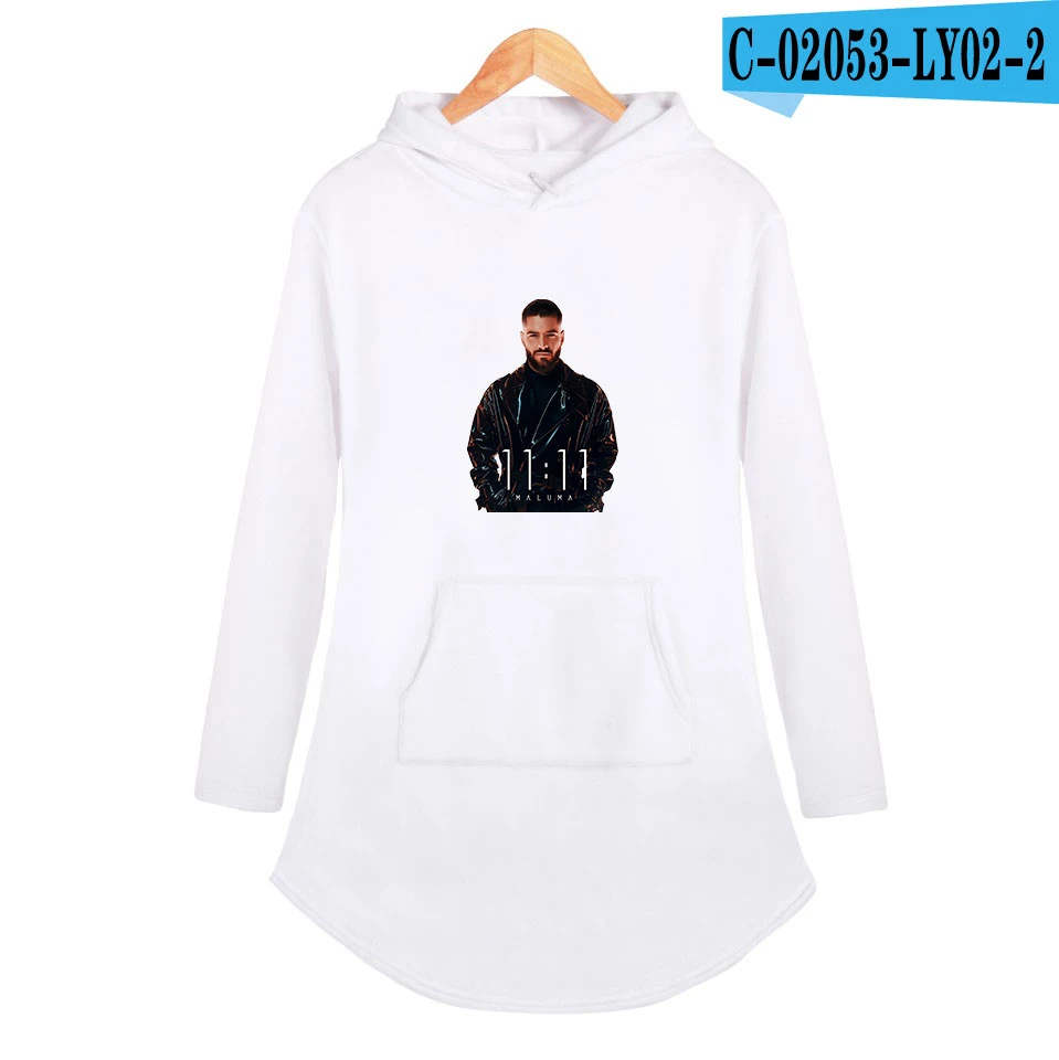 Maluma печать Горячие толстовки Толстовка Женская мода с длинным рукавом Толстовка новая Harajuku уличная - Цвет: white