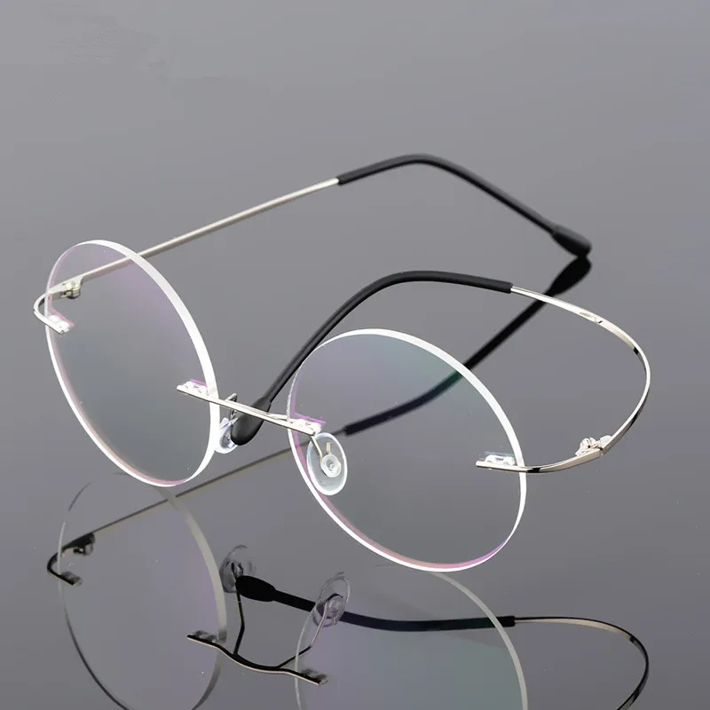 Титановая оправа для очков без оправы женские очки круглые очки для мужчин Близорукость Оптические Рецептурные очки Корейская оправа для очков