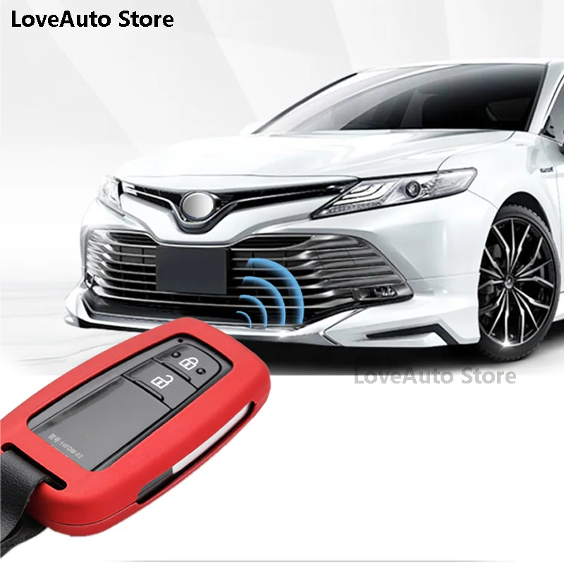 

For Toyota Highlander Kluger XU70 2021 2022 Car Key Case Protection Key Trim 2 Bottons Shell Keychain Ring Zinc Alloy Cover