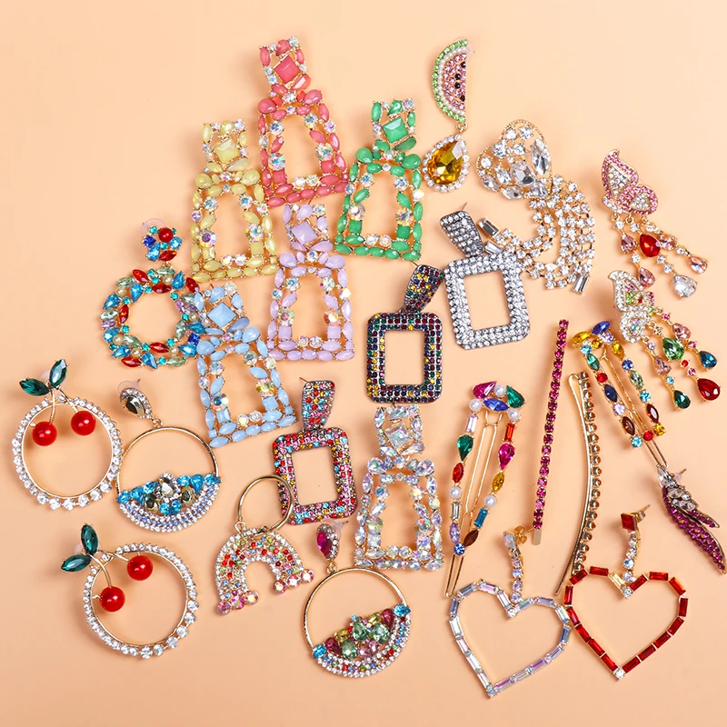 

AOTEMAN New Multicolored Luxury Dangle Earrings For Women Fashion Crystal Bohemian Statement Metal Fringed Drop Earring Jewelry