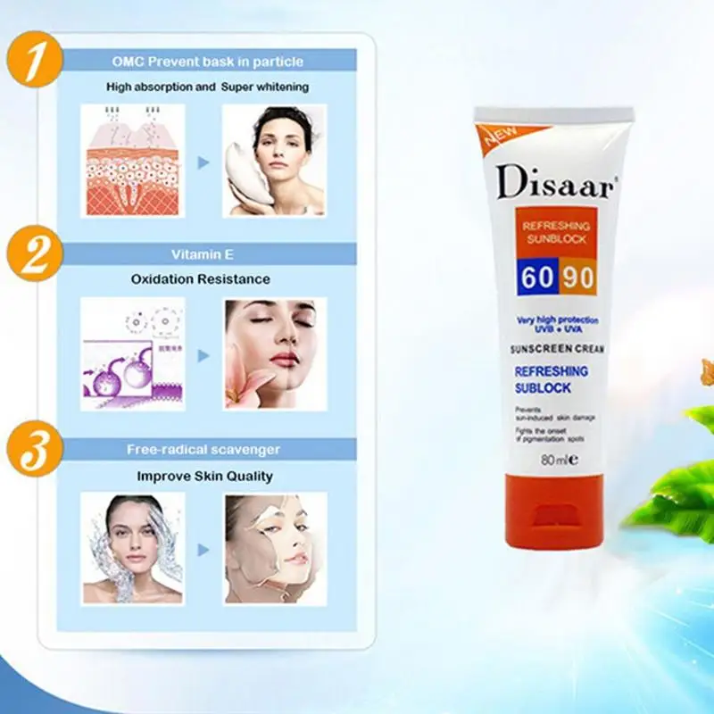 Солнцезащитный крем Spf 90++ увлажняющий защита кожи солнцезащитный крем 80 г уход за лицом предотвращает повреждение кожи, Удаляет пигментные пятна