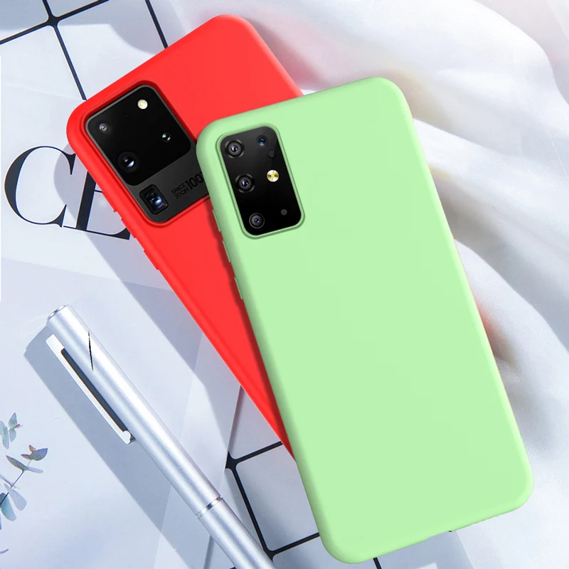 For Samsung S20 Ultra Case Liquid Silicone Soft Cover for Galaxy Plus A51 A71 A50 S10 5G S9 S8 Note 8 9 10 |
