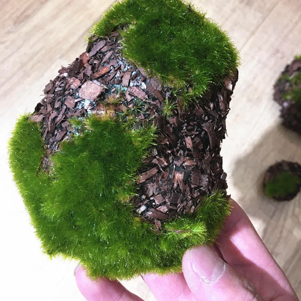 6pcs/Pack Green Moss Stone Artificial Grass Wood Fake Rock Blocks Simulation Stones Mini Garden Decoration Garden Landscape 5