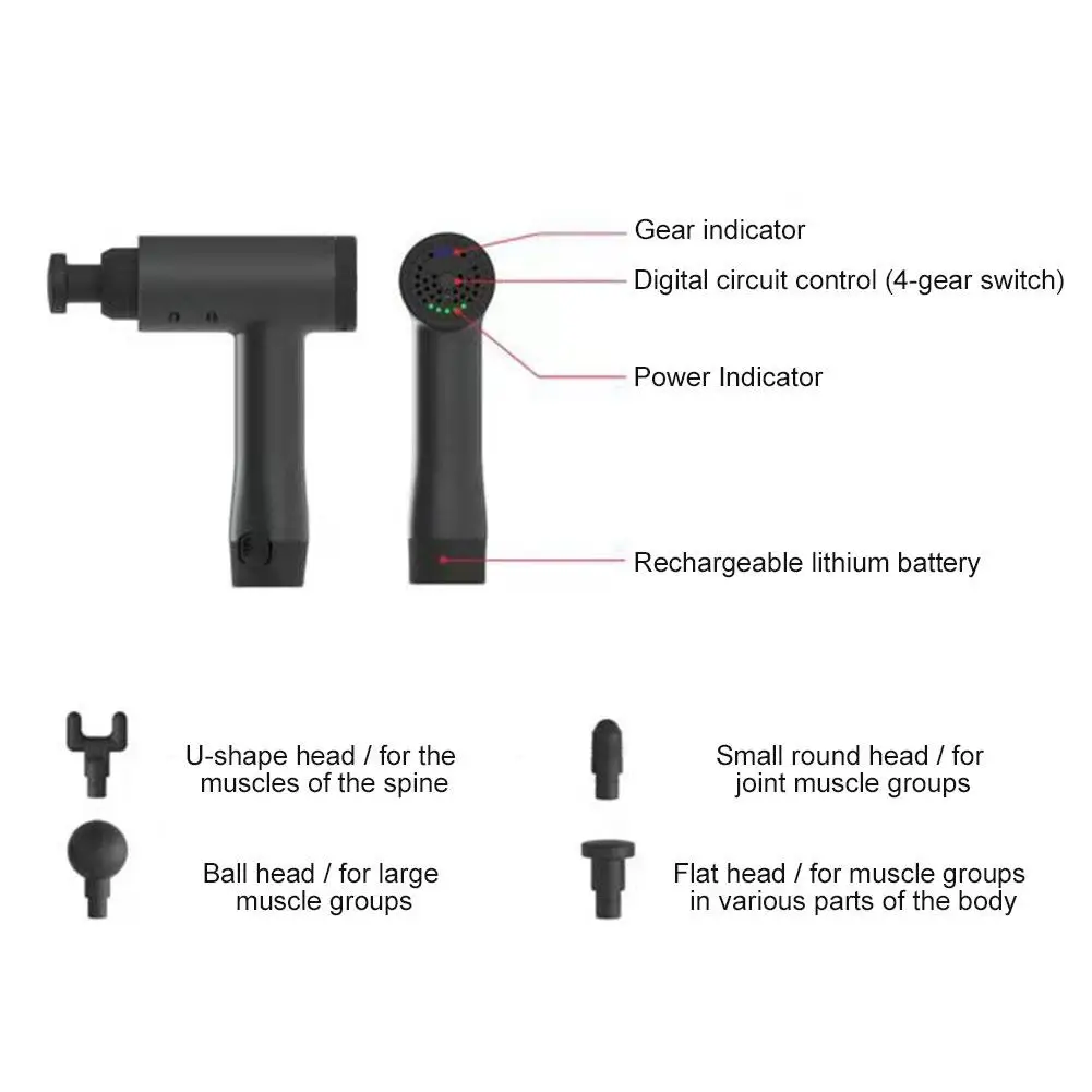Мышечный массажер перезаряжаемый мышечный Стимулятор массажное устройство для глубокого массажа ткани Релаксация фитнес глубокое облегчение боли массажный инструмент