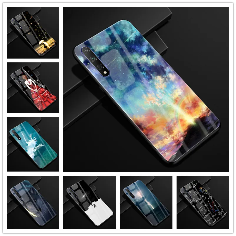 

For Huawei Honor 20S Case Glass Back Hard Phone Case Cover For Huawei Honor 20S Case Soft Bumper Tempered Honor20s 20 s YAL-AL50