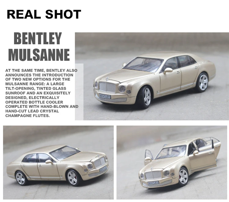 1:24 Bentley Mushang открывает дверь, чтобы имитировать модель игрушечного автомобиля из сплава, коллекция подарочных автомобилей