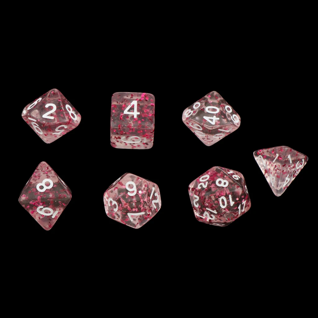 Pack of 7 Polyhedral Dices Table Board Games Party KTV for Dungeon and Dragons Polyhedral Dice Games DND Dice Set Kids Math Toys