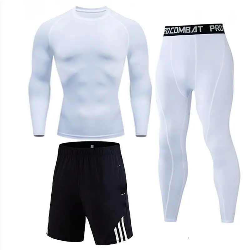 Thermal Underwear Male Thermo Clothes compression set Thermal Tights Winter Long leggings rashgard suit Quick Dry Jogging suit - Цвет: 3-piece set
