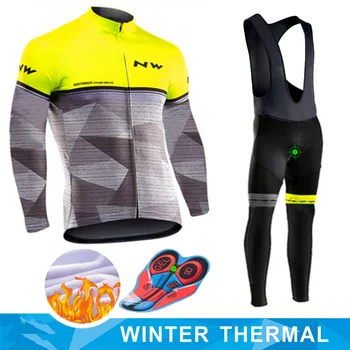 

Northwave Winter Thermal Fleece Clothes Set Suit Men cycling Jersey Jacket Clothes Bicycle Bib Pants Warm Maillot Ropa Ciclismo