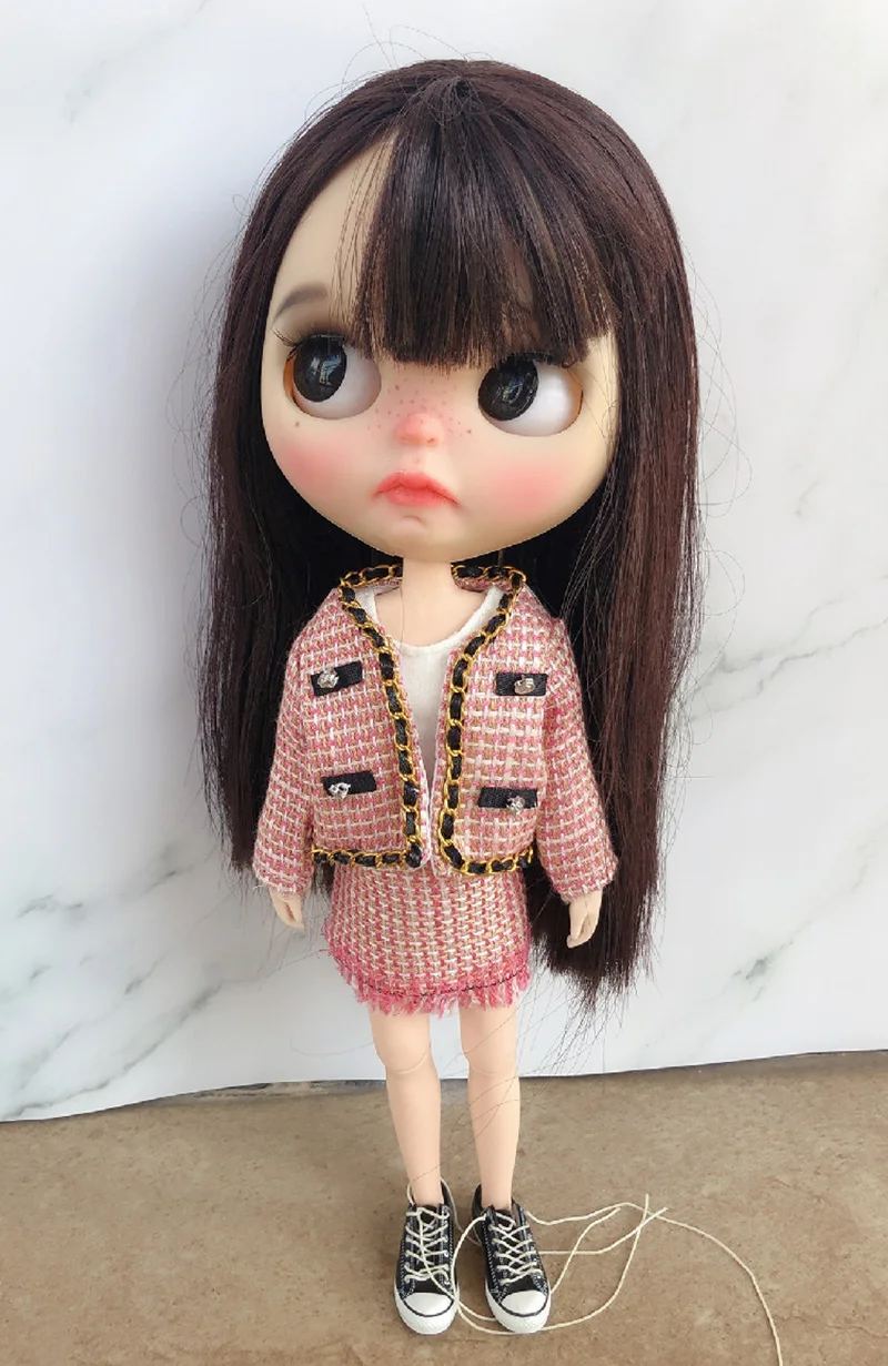 Кукла Blyth одежда с длинным рукавом пальто+ футболка+ юбка для OB24, Azone, Blyth платье для 1/6 кукла аксессуары Одежда