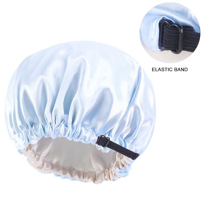 New Reversible Satin Bonnet double layer adjustable size Sleep Night Cap Head Cover Bonnet Hat for For Curly Springy Hair Black ladies head wraps Hair Accessories