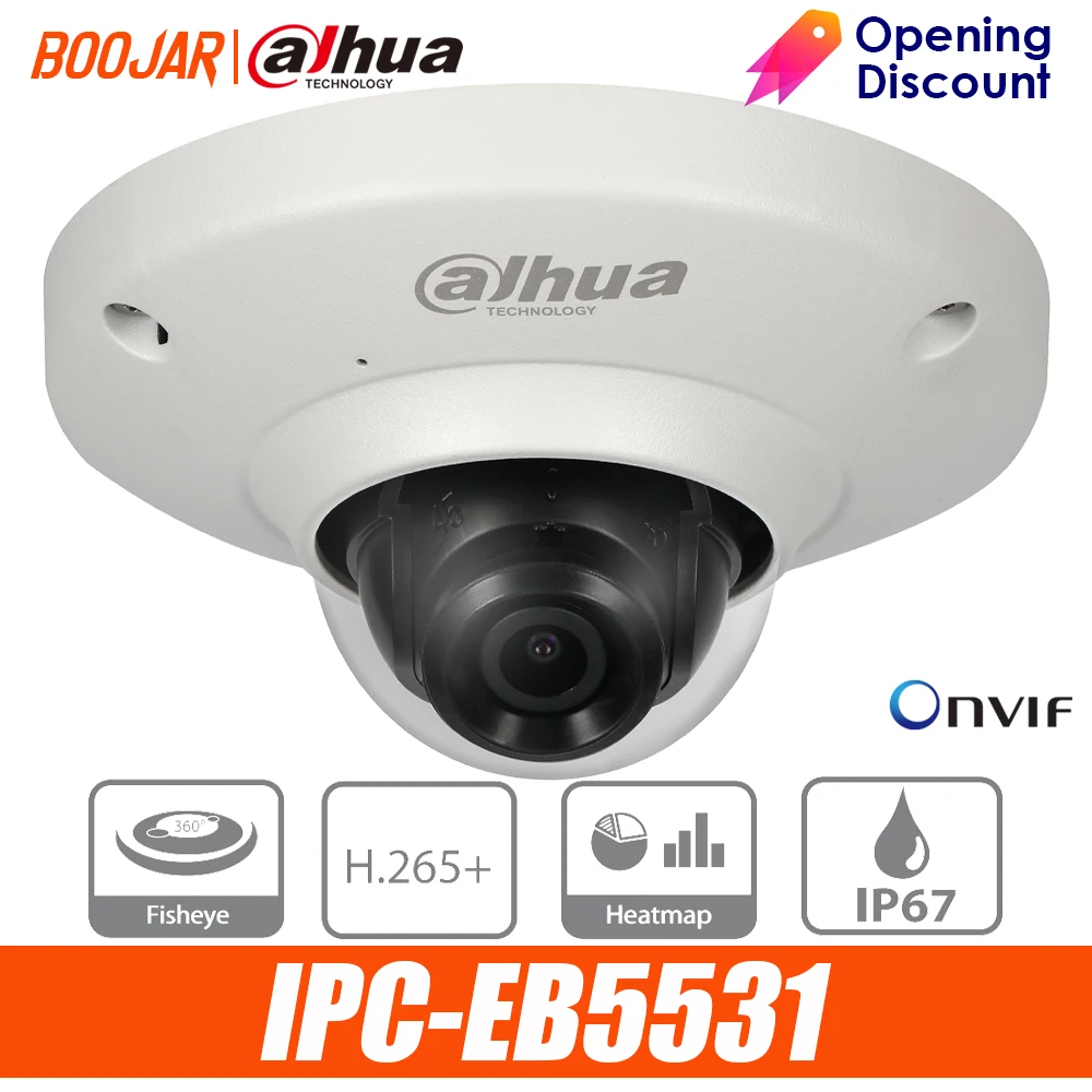 Dahua Fisheye IP камера 5MP IPC-EB5531 1 4 мм Объектив PoE H.265 IVS Встроенный микрофон Micro SD карта IP67