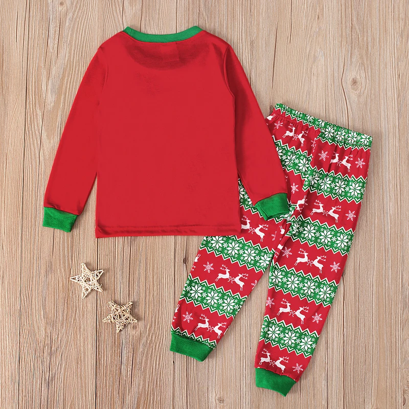Рождественский комплект одежды из 2 предметов, одежда для малышей для мальчиков и девочек, с рисунком в виде Санта Клаус Пижама с дизайном «олень», полосатая одежда для сна, одежда для сна Костюмы комплекты От 2 до 7 лет